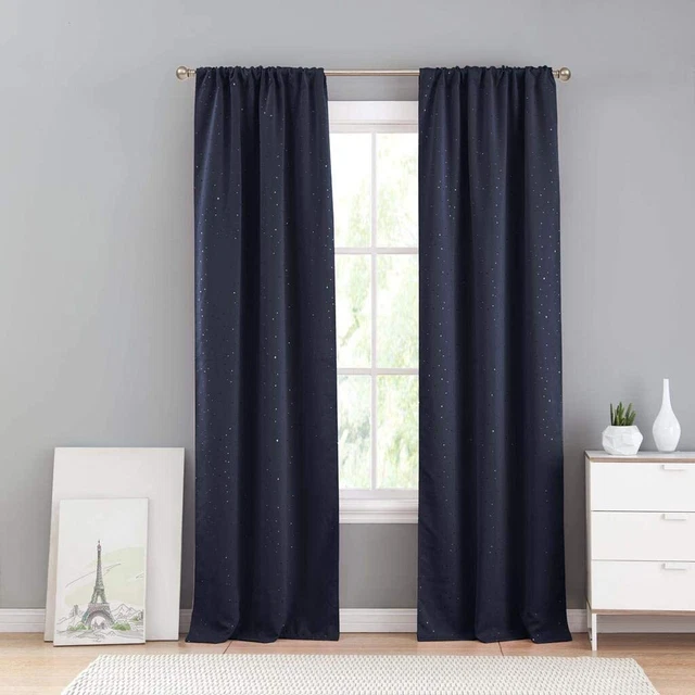 Lala + Bash Davis 37" x 96" Metallic Star Print Curtain Set