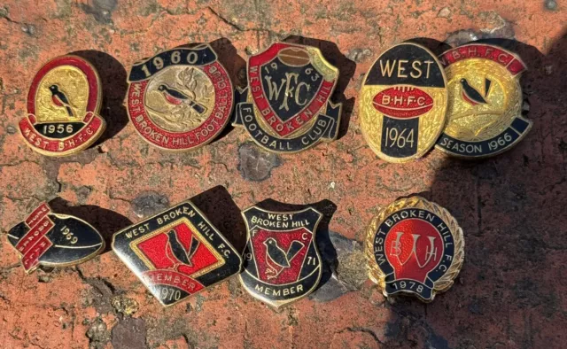 Lot Of 9 Badges West Broken Hill Football Club VFA AFL VFL Broken Pins 60’s