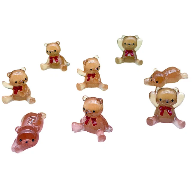 2PCS Creative Cute Luminous Cartoon Bear Miniature Fluorescent Resin Handicraft