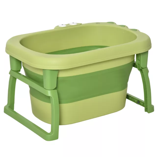 Foldable Baby Bathtub for Newborns Infants Toddlers w/ Stool - Green