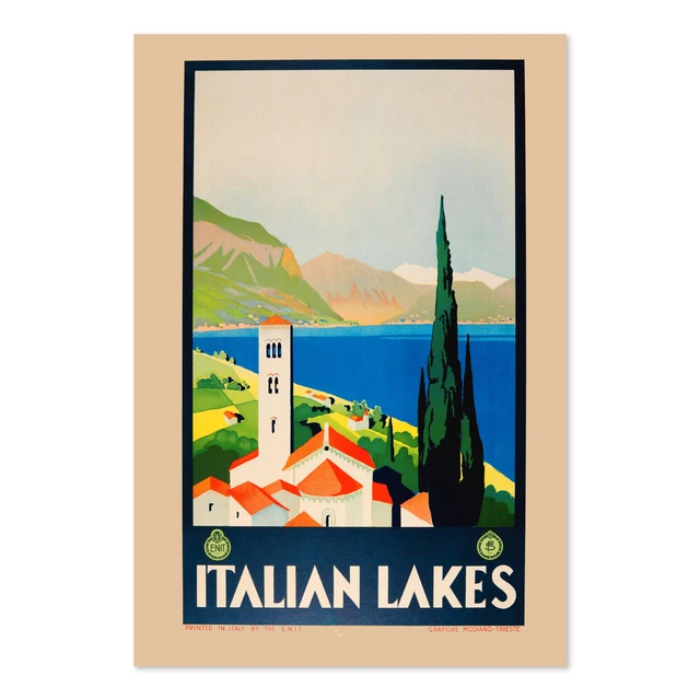 Italian Lakes 1930s Classic Vintage Style Travel Poster - Classic Art Print