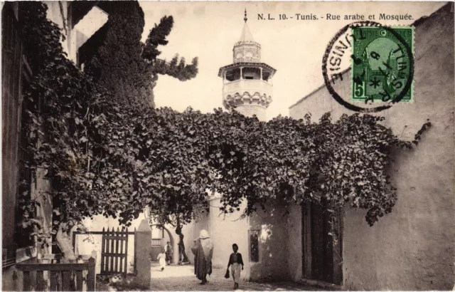 CPA AK TUNISIA Tunis Rue arabe et Mosquee (1215504)