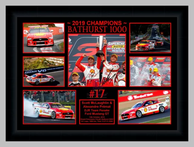 2019 Bathurst Champions Scott Mclaughlin Alexandre Premat Ford V8 Mustang Framed