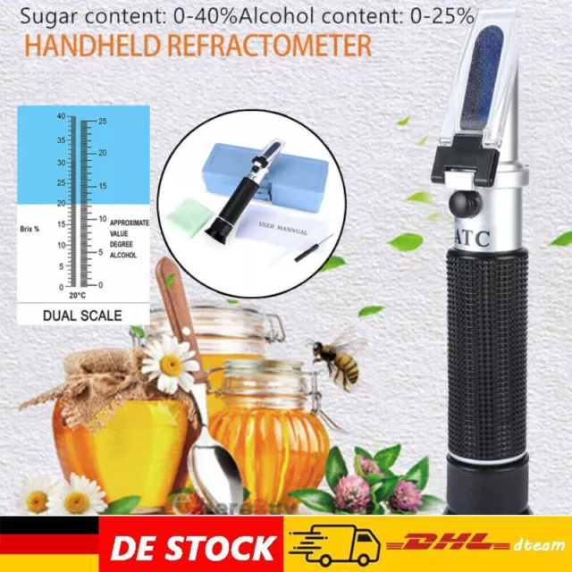 Refraktometer Wein Winzer Bier Alkohol Zucker Gehalt Brix: 0-40% Alkohol Tester