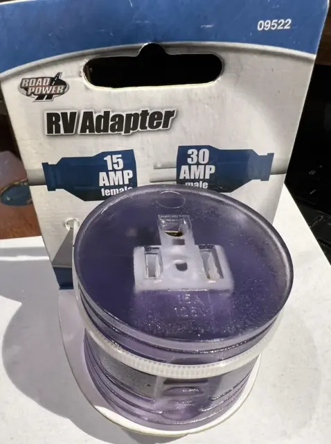 RV Electrical Adapter 30 Amp Male to 15A Female Plug Round Grip Motorhome
