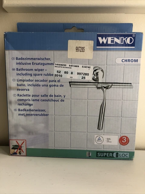Raclette De Douche Kowald INOX 25 Cm - Ventouse & Crochet Inclus - Anti-Calcaire