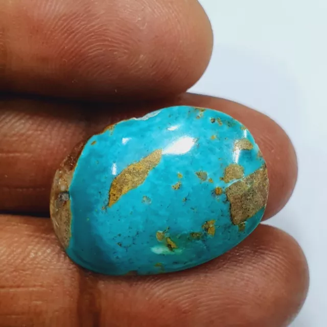 25 Cts Certified Natural Persian Turquoise Oval Cabochon Loose Gemstone d005
