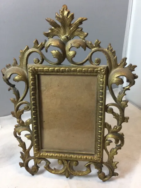 Ormalu styleVertical 4x6 Rectangle Ornate Brass Finish Metal Frame with stand #1