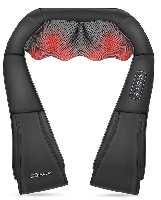 Masajeador de cuello y hombro Snailax Shiatsu - masajeador de espalda con calor, profundidad...