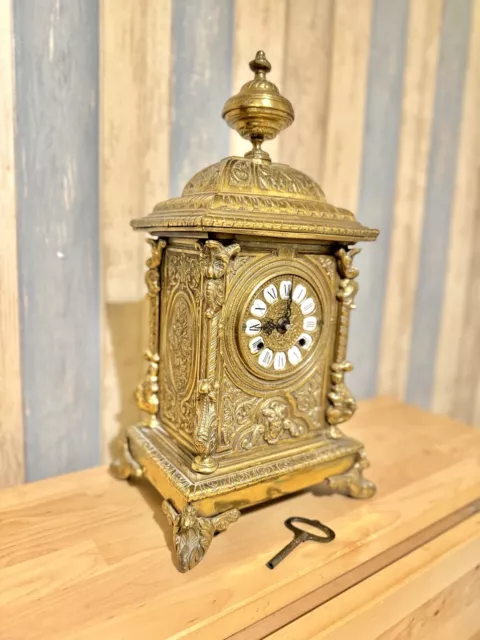 Big French Style Large Brass Mantle Solid Gilt bronze Clock -Franz Hermle 3