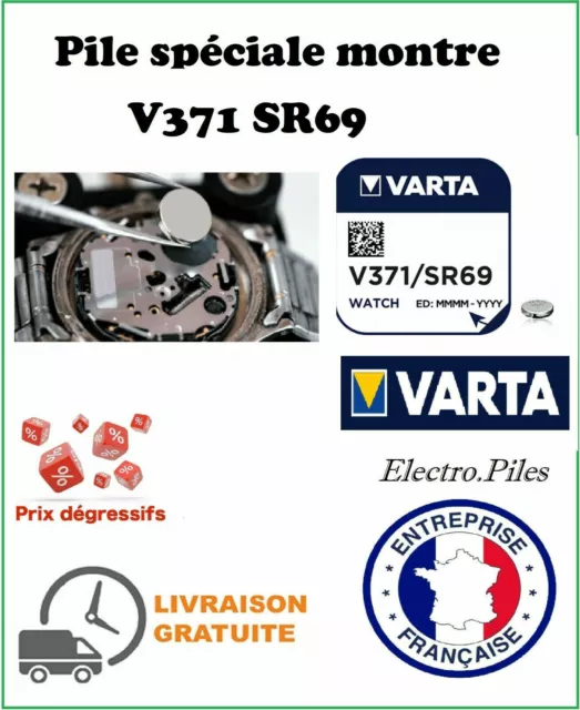 Piles VARTA 371 SR69 SR920 AG6 1,55V spéciale montre, fabrication ALLEMAGNE 2