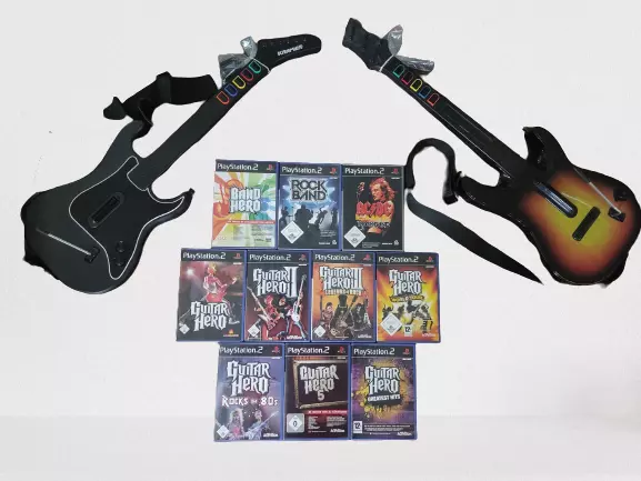 Playstation 2 PS2 Guitar Hero / Band Hero Spiele / Gitarre / Schlagzeug