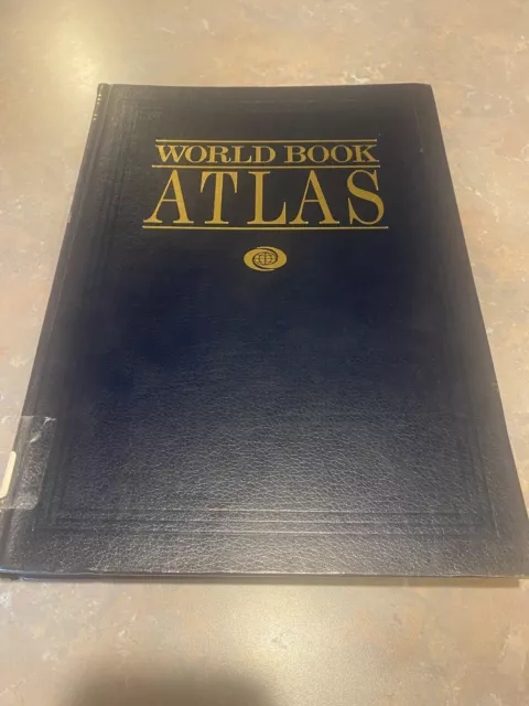 The World Book Atlas 1990 Edition Vintage Hardcover Blue Cover Textbook Library