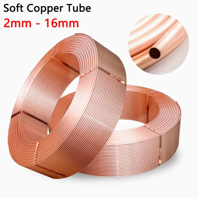 Soft Copper Tube Pipe Coil OD 2mm - 16mm Air Conditioning/Water/Gas All Sizes
