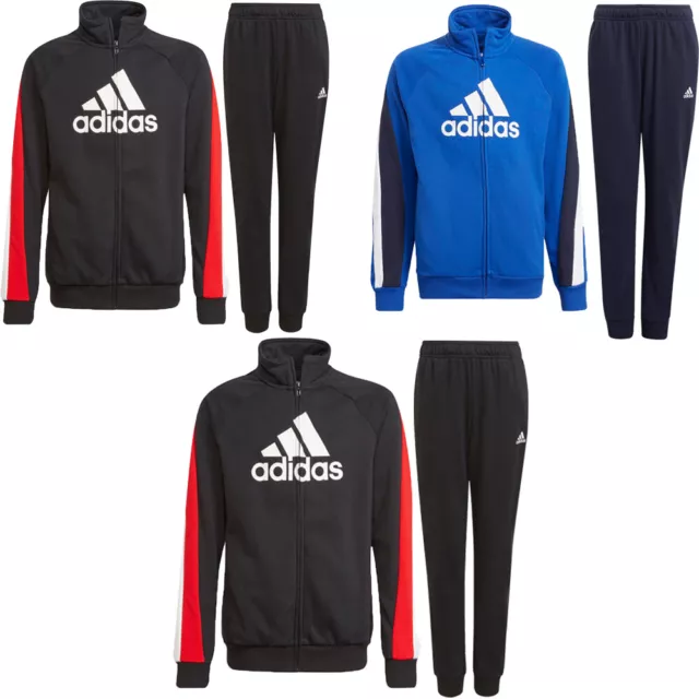 Adidas Boys Full Tracksuit Bottoms Kids Zip Jacket Trousers Track Pants Top