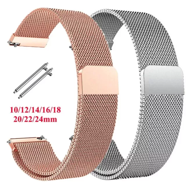 Mesh-Uhrenarmband Milanese Armband Edelstahl Silbern Metall Magnet 12 - 22mm