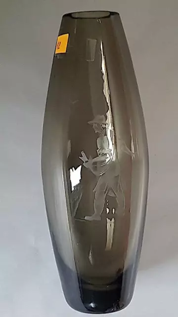 Miroslav Klinger Zelezny Brod eingravierte Vase Bohemia Czech ArtGlass 60er 22cm