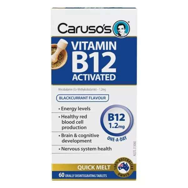 Caruso's Vitamin B12 Activated 60 Orally Disintegrating Tablets Melts Vegan