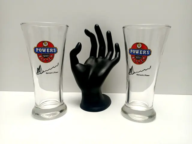 Powers Bitter Beer Drinking Glasses X2 - 285mls Man Cave Bar VGC FREE POSTAGE