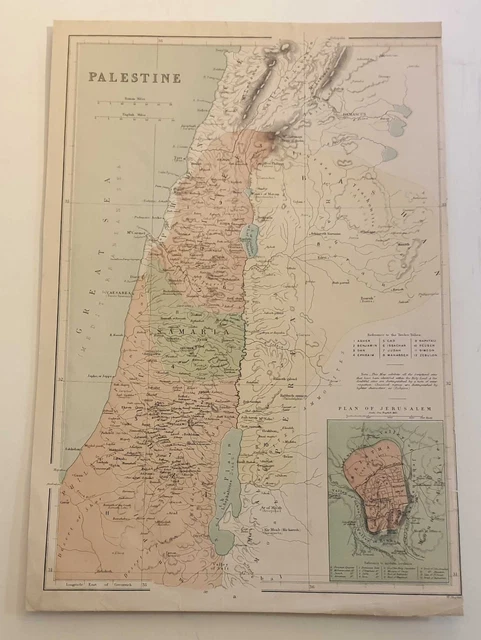 Hughes Map HUGHES MAP OF Palestine with Plan of Jerusalem, c.1870 Original Map ...