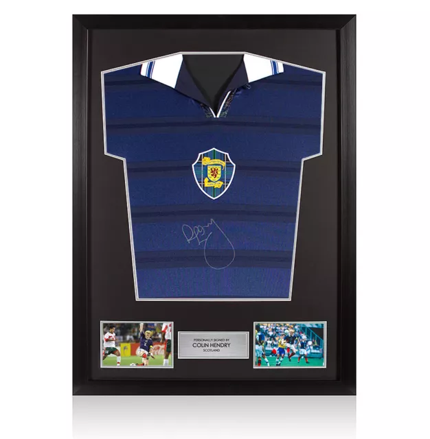 Framed Colin Hendry Signed Scotland Shirt - 1998 Autograph Jersey