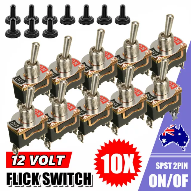10x Toggle Switch 12V ON/OFF Car Flick Dash Light Metal 12 Volt Boot Auto Rocker