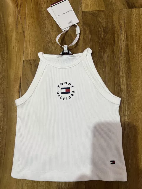 Tommy Hilfiger Girl’s White Sleeveless Vest T-shirt For 6-9 Months BNWT