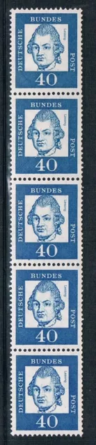 Bund Mi.nr. 355 x R als 5er-Streifen,Freim.Bedeutende Deutsche,postfrisch!