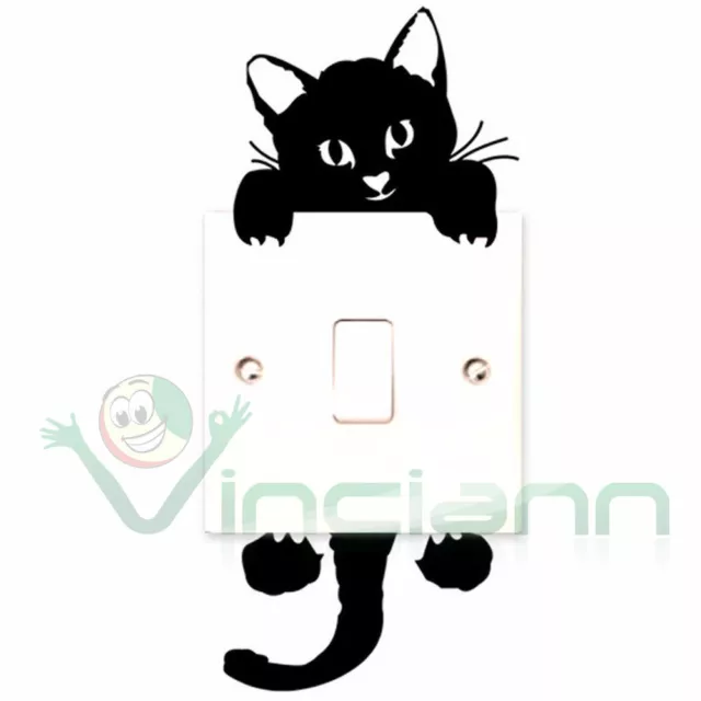 Sticker adesivo Pry Cat decorazione interruttore luce parete cameretta gatto