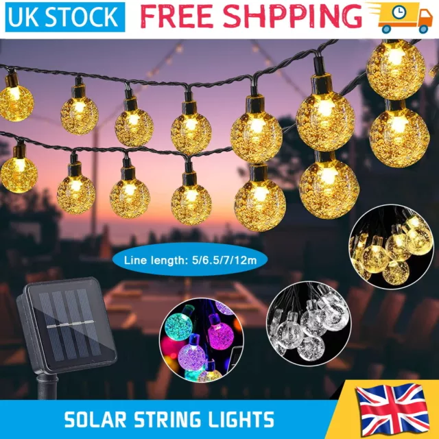 100LED Solar Powered Garden Party Fairy String Crystal Ball Lights Outdoor Light