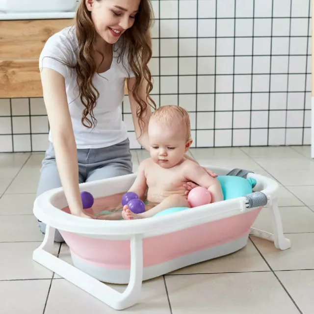 Baby Toddler Kids Collapsible Non-Slip Portable Folding Bath Tub Bathtub Shower