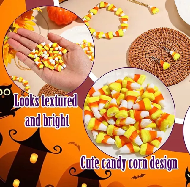 10 Candy Corn Beads Glass Halloween Jewelry Making Supplies Set 17mm Cute