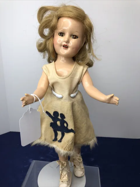 14” Antique Vintage Madame Alexander Sonja Henie Compo Doll Ice Skates Orig. #S