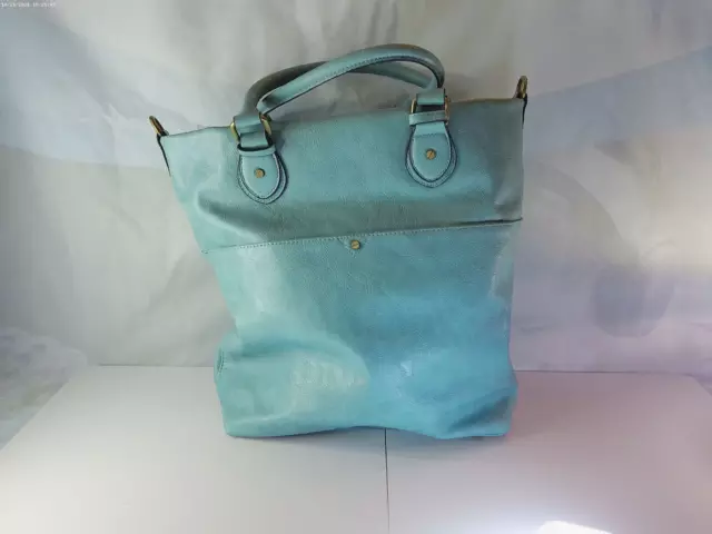 Merona Large Tote Hobo Handbag Aqua Blue Faux Leather 15x15.5/ Handles & Strap