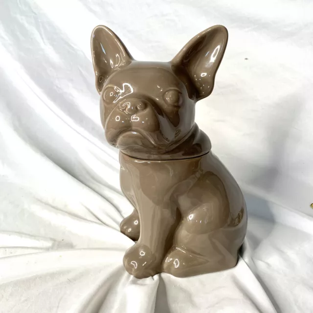 Threshold French Bulldog Ceramic Dog Cookie Jar Canister Frenchie Taupe Gray