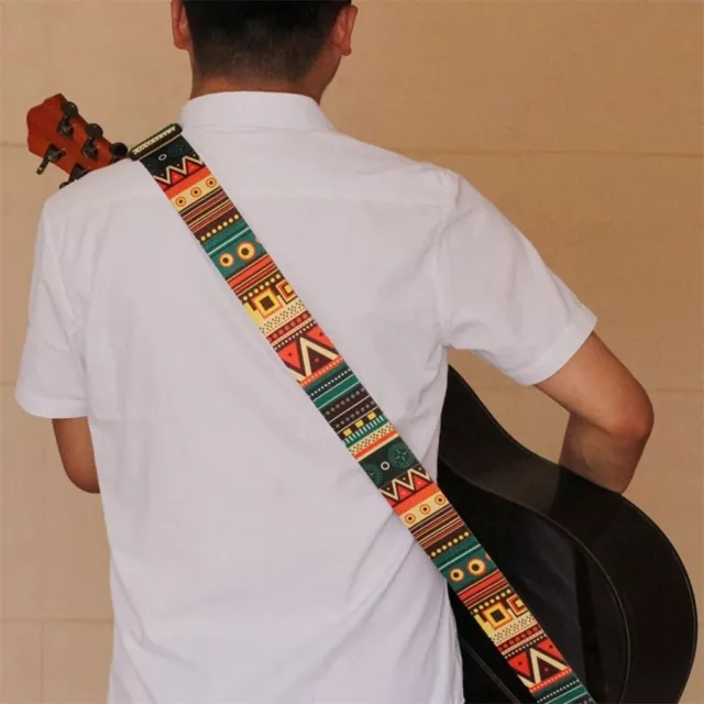 EthnicStyle Widened Acoustic Guitar Strap Leather Head Adjustable Shoulder Strap 3