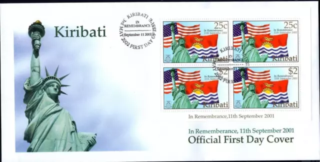 Statue Of Liberty Usa Flag Remembrance 9-11-01 Souvenir Sheet 2002 Fdc Vf Unaddr