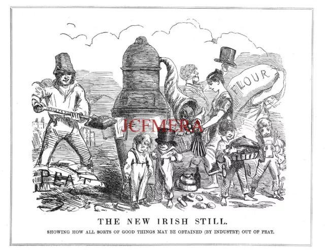 'The New Irish Still' Original Antique 1849 Engraved Punch Cartoon Print 153/C