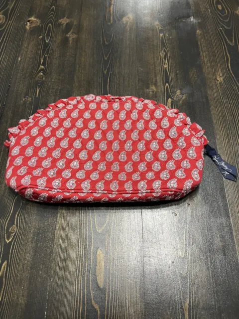 Vera Bradley Red Paisley Makeup Bag/ Pouch Zipper Closure For Travel