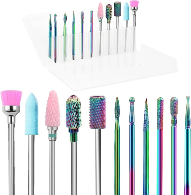 VMUTGA 11 Pezzi Punte Fresa Unghie, Punta da Trapano per Unghie Manicure Kit...