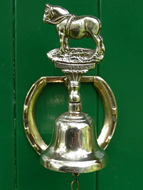 Vintage Brass Suffolk Punch Horse Door / Shop Bell Stables, Front Door Etc.