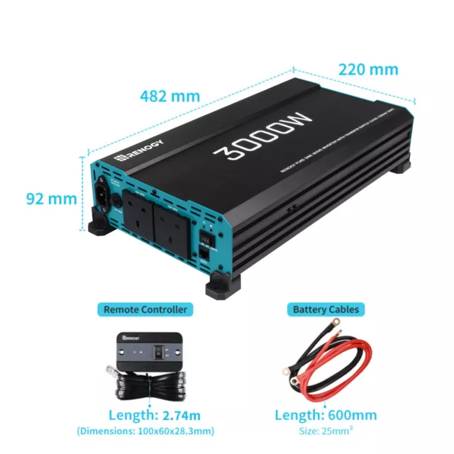 Renogy 3000W Pure Sine Wave Power Inverter 240V  English Standard Socket UPS 2