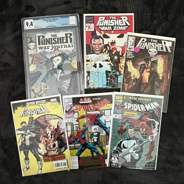 6 comic lot Punisher War Journal 1 CGC 9.4, War Zone 1, Spider-Man 32 & 33