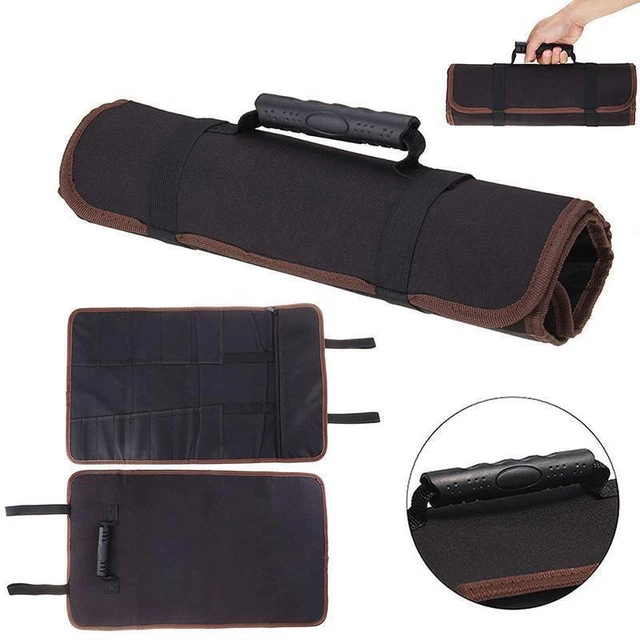 Knife Bag Roll Chef Case Kitchen Storage Canvas Pocket Portable Large Slots X16