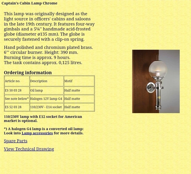captains cabin lamp