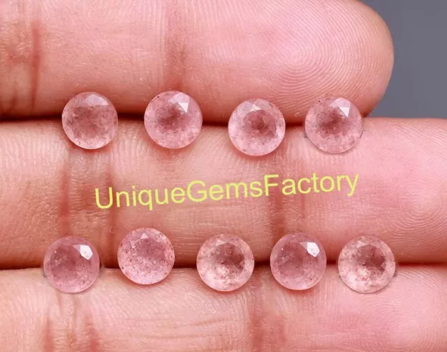 AAA Natural Pink Strawberry Quartz Round Cut Faceted 3MM To 20MM Loose Gemstone 3