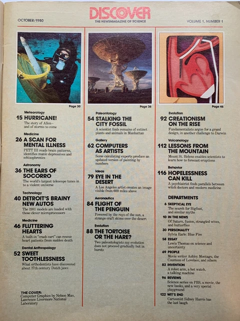DISCOVER MAGAZINE OCTOBER 1980 Premier Issue DNA. Computer Design ...