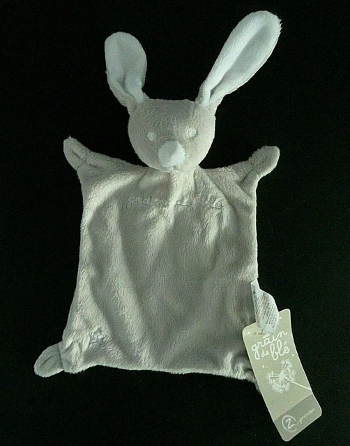 *. Doudou Plat Grain De Ble Zanier Lapin Gris Blanc Etoile - 100 % Neuf 2