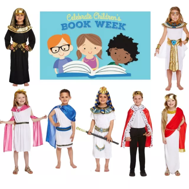 EGYPTIAN BOOK WEEK COSTUMES Ancient Historic Fancy Dress Kids Child Outfit UK