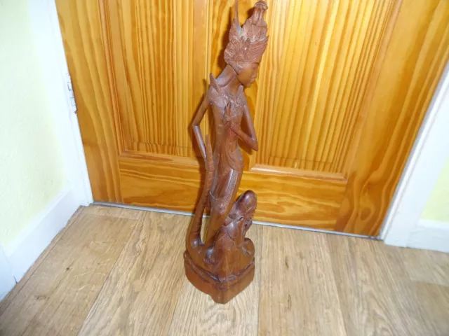Beautiful Vintage Hand Carved Wooden Balinese Dancer with Dragon Height 48x13 cm